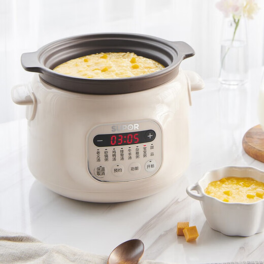 SUPOR electric stew pot, household 3L large-capacity multi-function soup pot, high-quality purple pottery liner bird's nest stew pot, porridge cooker for 3-4 people, 24-hour smart appointment, wrap-around three-dimensional heating 3L