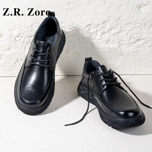 Z.R.Zoro品牌男鞋真皮休闲皮鞋男春季新款马丁靴男包头复古时尚休闲鞋子男 卡其 39
