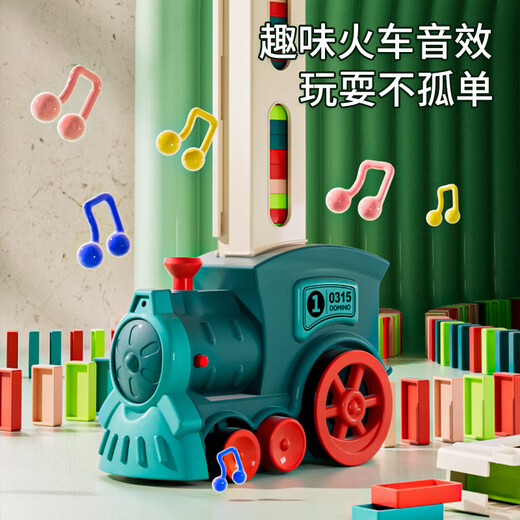 Xiong wird Domino Training Children's Educational Toys die Karten automatisch auf Babys, Jungen und Mädchen 1-3 Jahre 6 Geburtstagsgeschenke 60 Dominozug mit Lichtern + Batterie-Set setzen