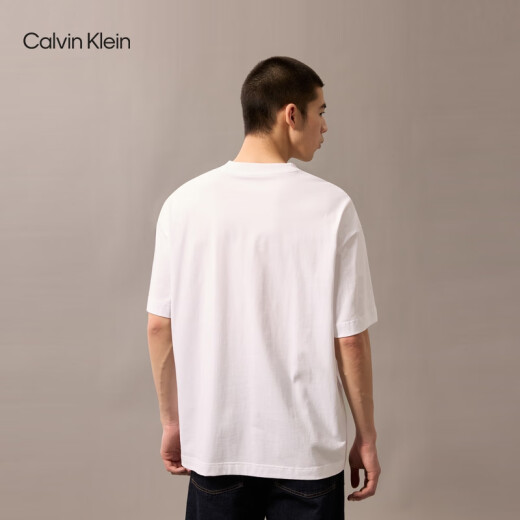 Calvin Kleinjeans25 Spring and Summer Men and Women Parejas Capriconas Ck Letter Color sólido Algodón puro Camiseta de manga corta 4Rab823