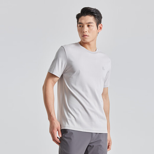 利郎三防短袖T恤男圆领25夏季易防污男士T恤 米灰 2XL180/96A 