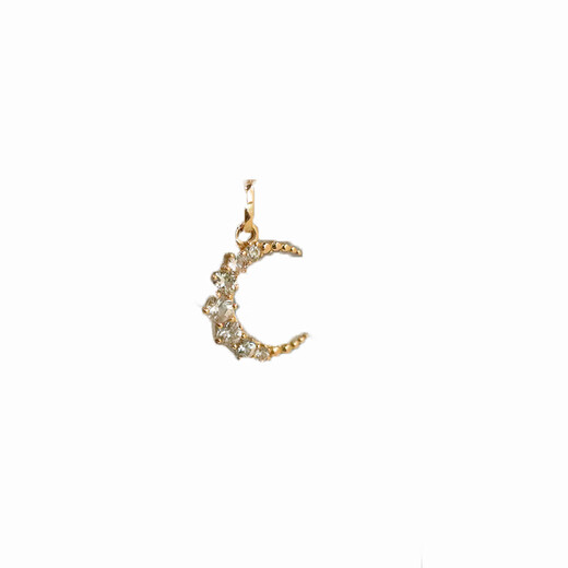Changju 18K Gold Moon Pendant Necklace for Women Retro Gold White Sapphire Inlaid Clavicle Chain Stars and Moon Versatile Shining Pendant + Chopin Chain