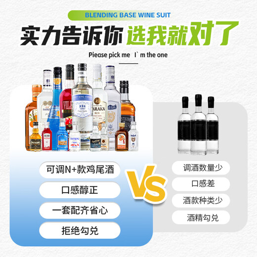 FAST.KING调酒基酒套装洋酒威士忌伏特加蓝橙力娇酒朗姆酒金酒鸡尾酒糖浆 【8款调酒基酒】+调酒工具