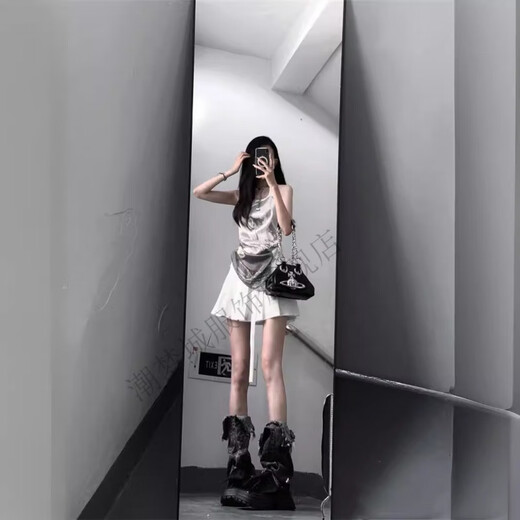 潮梦城美式复古性感辣妹假两件无袖恤女夏季新款紧身外穿古着印花上衣 XZ#9227 白色 XL