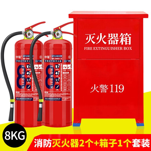 手提式干粉灭火器材消防商铺用4公斤家用12358kg车用灭火器箱套装 3KG公司用灭火器+铁挂架