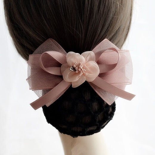 Qianfu 30 Tage 1478 Stück professionelle Haare Mädchen koreanischen Stil Schleife Hotel Krankenschwester Arbeit Kopfschmuck kleine duftende Netztasche S0045 Marineblaue Blume dickes Netz