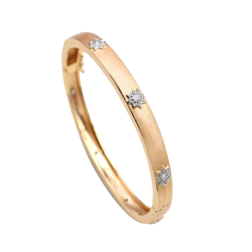 Fujiu Hong Kong 18K gold carved bracelet for women, fashionable and high-end diamond-encrusted frosted texture bracelet, gold, ready for return and exchange