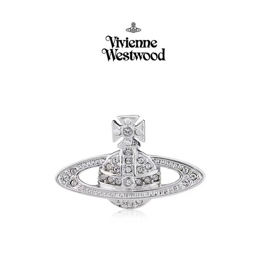 Vivienne Westwood Queen Mother Brooch Women's Genuine Saturn Full Diamond Brooch Suit Accessories Badge Gift for Men and Women Silver - Large