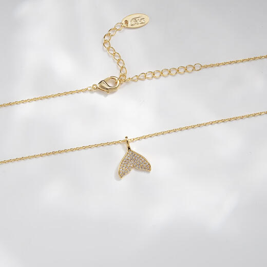 Mo Qianxue Necklace Fish Tail Full Diamond K Gold 2025 New Original Niche Star Same Style Simple Gift Necklace for Girls