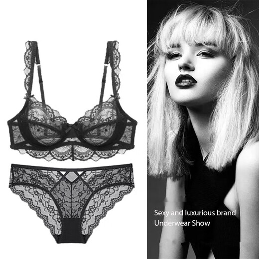 Victoria Palace French Lace Bra Women's Sexy Underwear Set Seamless Pure Desire Bra New Bra Set Black Sexy L 80/36B With Panties