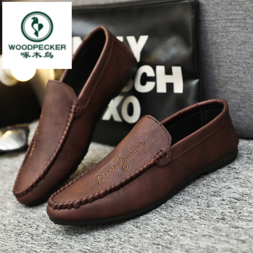 Woodpecker 2025 Nouveaux chaussures de gabares noir noir Chaussures en cuir haut de gamme Men de gamme basses à tendance à la tendance des chaussures pour hommes conduisés D838 Black 39