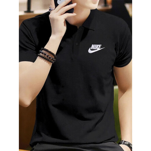 耐克（NIKE）春季新款POLO衫Nike耐克棉翻领短袖针织运动男装宽松透气T恤衫 黑色FN3895-010 纯棉透气 XL 推荐150-180斤