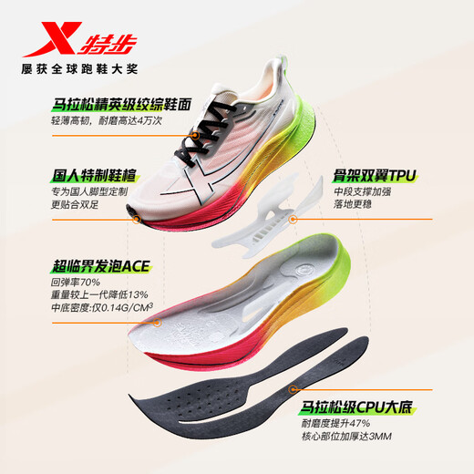 
XTW [Muwang Shangdao] Two thousand kilometers three generation men's running shoes sports shoes lightweight shock-absorbing and wear-resistant running shoes body test