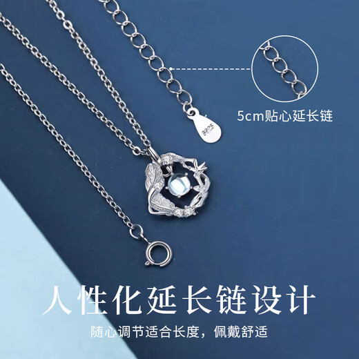 Chow Pak Fook sterling silver eucalyptus and bird necklace for women 2025 new light luxury clavicle chain pendant birthday gift for girlfriend