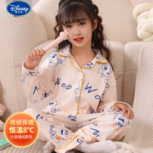 Disneys neuer Herbst- und Winterdeutscher Samt verdickte Pyjama für Mädchen mit mittlerer Kinder mit mittlerer Kinder warmer Hauskleidung für Kinder, Anzug eines deutschen Samtes 9901 170 Größe 8 Empfohlene Höhe 95-105 cm