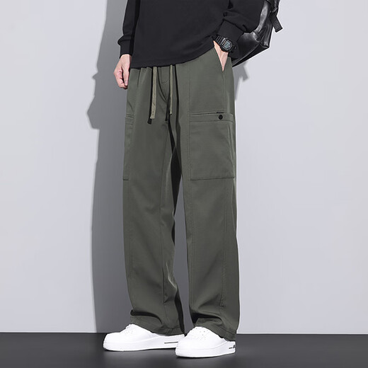 JEEP SPIRIT casual pants men's spring and autumn new style trendy sports loose straight work pants casual long pants men 9856 military green + 9856 khaki XL