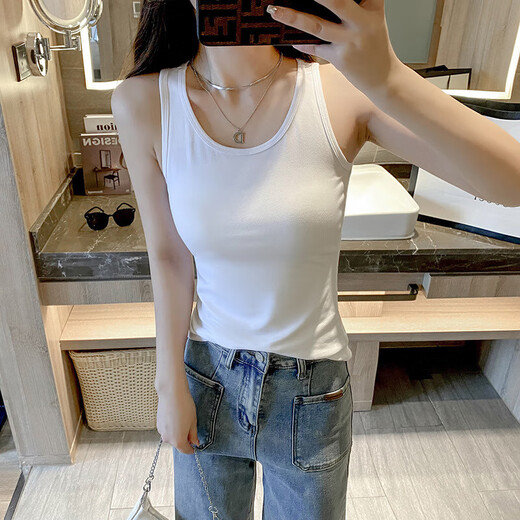 圆领吊带背心女春夏新款外穿遮副乳常规修身显瘦上衣运动无袖打底 烟灰色 L 【96-106斤】