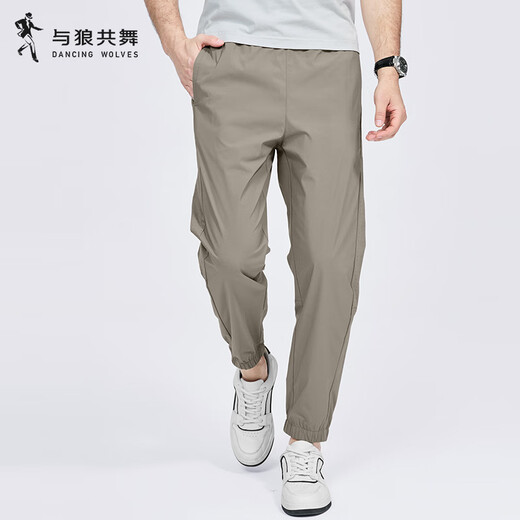 Danse avec le loup [trois défenses] Pantalon décontracté à séchage rapide pour hommes 2025 Été Nouvelle taille élastique pour les jeunes de la taille élastique 4005 kaki 701 L (175)
