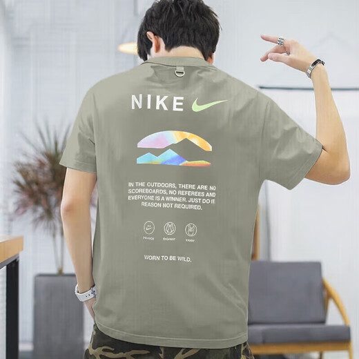 
Nike (NIKE) men's top T-shirt, new summer running and fitness sportswear, comfortable and breathable t-shirt, loose round neck T-shirt, HF6172-053/Full cotton, XL/suggested 150-180Jin[Jin equals 0.5 kg]