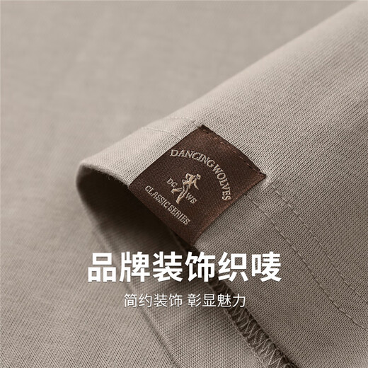 Dancing with Wolves [7A Antibacterial] Round neck short-sleeved T-shirt for men 2025 summer new solid color casual blew-ice youth top 6099 Khaki 701 S (165)