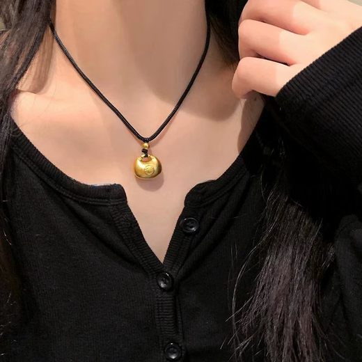 Bo Naling Little Fatty Pendant Necklace for Women New Chinese Fashion Light Luxury Niche Clavicle Chain High-end Necklace for Girlfriend Gift Little Fatty Pendant Necklace Black Rope