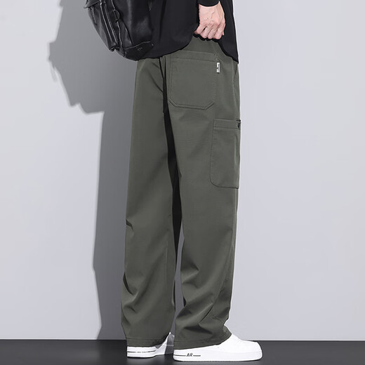 JEEP SPIRIT casual pants men's spring and autumn new style trendy sports loose straight work pants casual long pants men 9856 military green + 9856 khaki XL