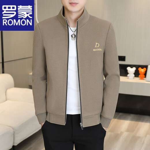 Romonjacke Herren Frühlings- und Herbst-Trendy Casual Herrenjacke 2025 neuer Jugendlicher und High-End-Casual Revers-Rever-Top Khaki 695 mittleren Alters um 135-150 Jin [Jin ist gleich 0,5 kg] 2xl