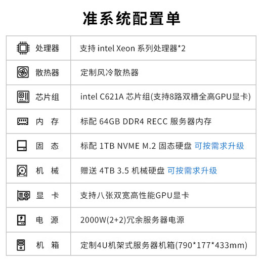Chu Fei Xeon 3rd Generation 8-card RTX4090 deep learning GPU server Eight-channel H100/A6000 graphics card 671b DeepSeek artificial intelligence workstation host 256G memory + L40 48G*8 Dual-channel 8368Q 76-core 152 threads