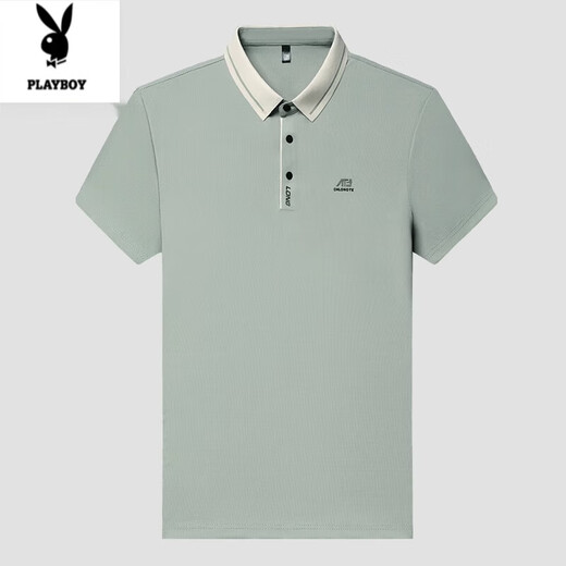 Playboy (PLAYBOY) Men's Short-sleeved T-shirt Summer Lapel Ice Silk Thin Loose Casual POLO Shirt Middle-aged Daddy's Half-sleeved T-shirt 16821 Black M 165 Recommended 90-120Jin [Jin equals 0.5 kg]