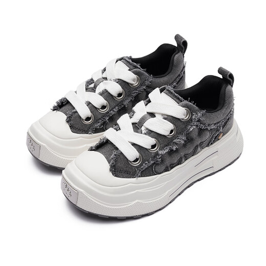 SHOOT BRAND Reprise Series Wear-Resistant Thick-soled Heightened Retro Denim Gray Canvas Shoes Same Style for Men and Women Denim Gray 36