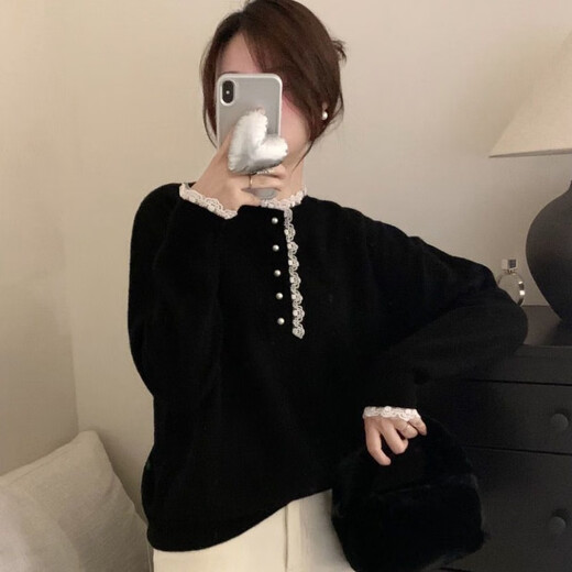 Camisa de base cálida de terciopelo de medio tiempo empalmado con encaje de Manlan para mujeres en otoño e invierno Nuevo diseño Sense Slim Camiseta Top W833 Off-White [Velvet de desarrollo cálido] XL recomendado 115-130Jin [Jin equivale a 0.5 kg]