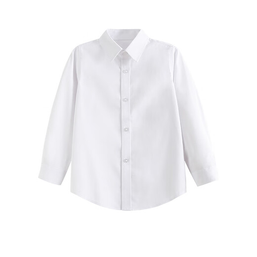 Buenpu children's white shirt boys' long-sleeved spring and autumn primary school uniforms medium and large girls' white shirt performance uniforms double-line bamboo fiber long-sleeved shirt + TR pants black 160 cm