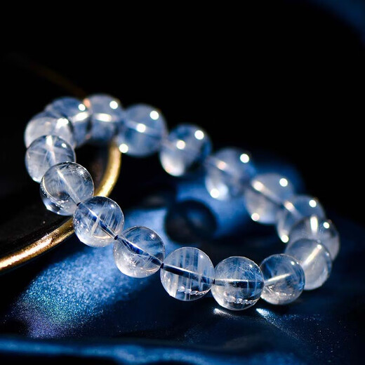 Eternal symbol natural Brazilian old mine blue needle crystal round bead bracelet vision needle angel feather gift for men and women to improve self 7mm-palace Brazilian blue needle water