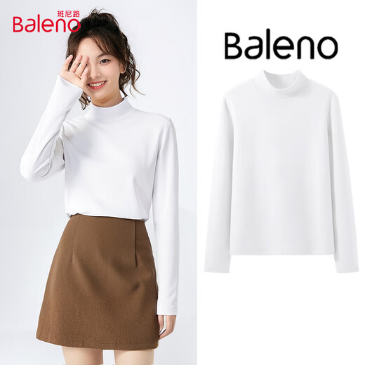 Baleno half turtleneck brushed thin velvet slim fit bottoming shirt for women 2025 autumn and winter new skin-friendly, comfortable and warm inner top