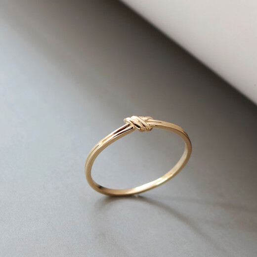 Mu Qian Korea imported pure 14K gold ring for women simple plain gold good luck knot K gold versatile ring jewelry gift ready stock ring No. 16