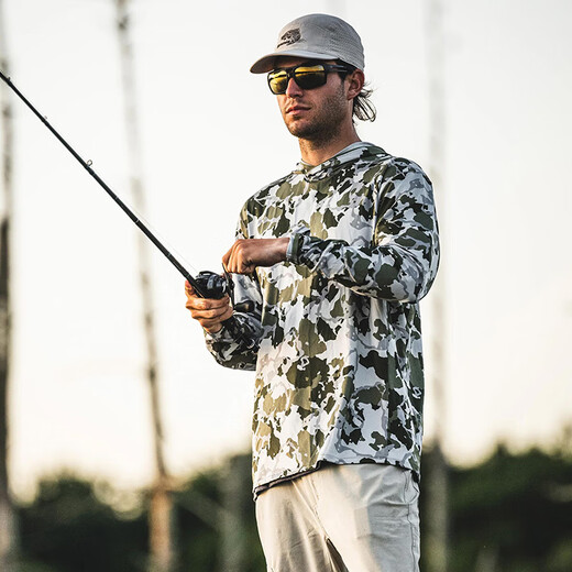 SIMMS美国钓鱼服夏季UPF50冰丝防晒衣速干透气长袖带帽T恤海钓服 23款 13658 红色 M