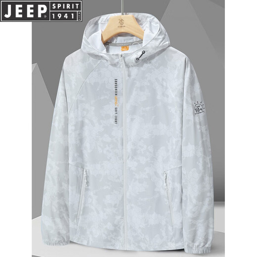 JEEP SPIRIT Outdoor Jacket Three-in-One Couple Style Men's 2025 Spring and Autumn Fishing Jacket Camping Travel Mountaineering Wear 996 Camouflage Men's Light Gray 2XL