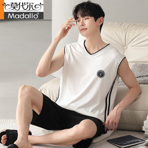 Modal men's pajamas summer sleeveless vest shorts thin cool ice silk casual home clothing set Sn9214 ​​XL men-