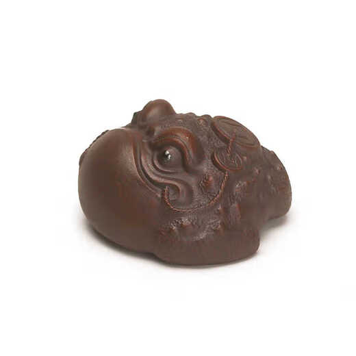 Fat Donglai's same tea pet purple sand creative ceramic tea ceremony fully handmade lotus red toad tea toy with personality red ground wrapped golden toad