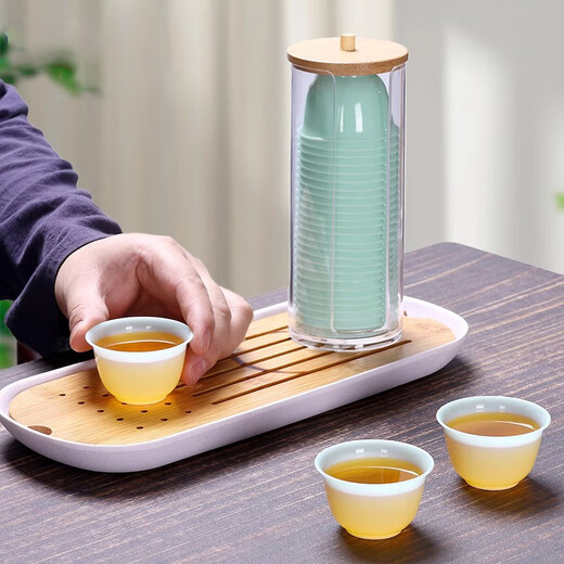 Jiamo disposable tea cup 60ml*50 only Kung Fu tea cup one-cup tea cup drinking cup emerald green