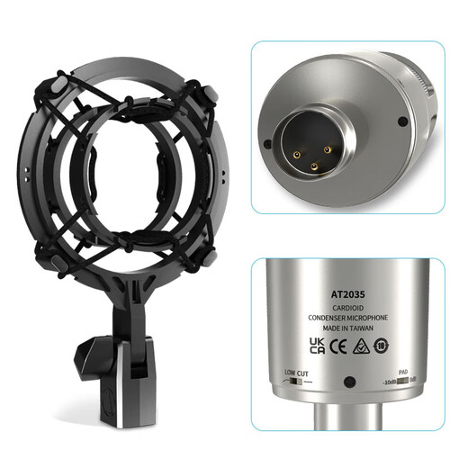 Audio-Technica AT2035 condenser microphone recording studio equipment set professional recording audio novel recording anchor live broadcast complete set of computer karaoke external sound card mobile phone microphone AT2035 Silver + Midi R2 GEN II sound card package
