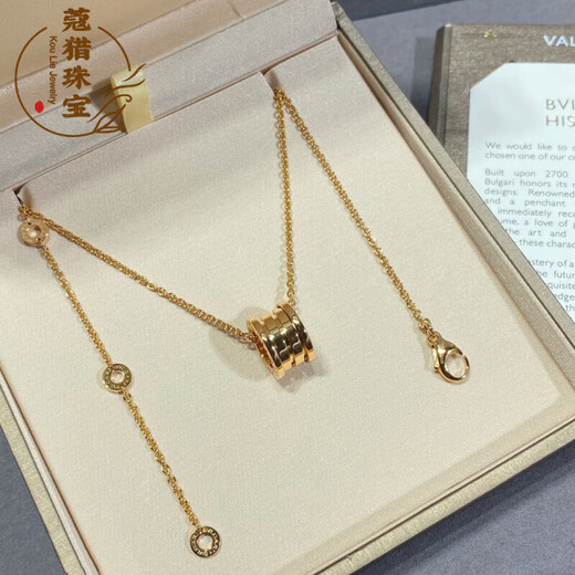 Fat Donglai's same style 18k gold black ceramic spring necklace 18k rose gold non-fading women's small waist full of diamonds spring rose gold