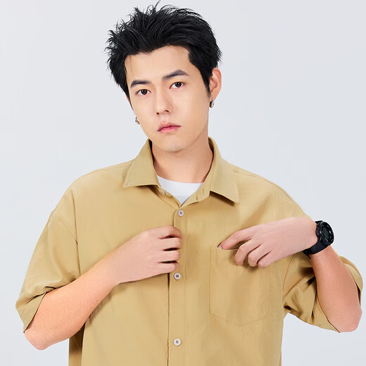 
Miniso (MINISO) men's ice silk shirt summer trend Chinese style loose casual short-sleeved men's large-size lapel top cool and breathable white (solid color) L 175 (full refund for 30 days quality issues)