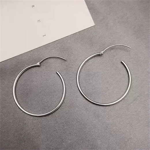 Guanpuge Fat Donglai same style pt950 platinum earrings large hoop PT950 circle big female personality platinum hoop round ear platinum plain hoop large earrings (diameter about 5 cm)