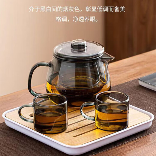 Penguin teapot heat-resistant glass teapot teacup tea water separation kettle filter kettle tea set Penguin teapot gray heat-resistant and explosion-proof 500ml