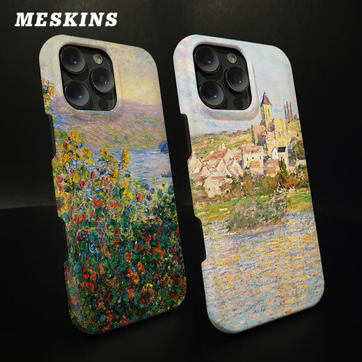 Meskins Apple iPhone12pro Mobiltelefon Hülle 12Mini Schutzhülle Impressionist Monet Promax Ölmalerei Vollfarbene Hardschale 3899 iPhone15Plus