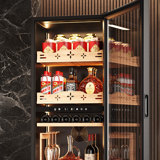 Vincase wine cabinet constant temperature wine cabinet air-cooled constant temperature moisturizing wine refrigeration storage display cabinet multi-functional household refrigerator sake beer cold bar foreign wine tea cabinet dual temperature | frequency conversion | full version 256L thin section