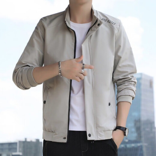 Zoshuttle Jacket Herrenjacke Top Herren Spring und Herbst Dünn Neues Solid Color Baseball Unit Stand Collar Trendy Casual Coats in 686 [schwarz] xl [Vorgeschlagen 110-125 Jin [Jin entspricht etwa 0,5 kg]]