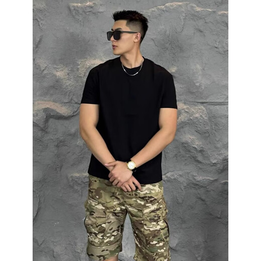 Digada short-sleeved T-shirt for men's summer new style, solid color, American style, slim fit, high-end sense, handsome inner wear, trendy fitness A+-Q1001-2 black XL