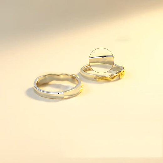 Dirholl Concentric Lock Platinum Ring PT950 Couple Ring Birthday 520 Valentine's Day Gift for Girlfriend and Wife Light Luxury Style - Concentric Lock Pair of Rings - No Engraving